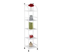 Relaxdays Estantería Metálica, Acero, 145x33x28 cm, Estante Baño y Cocina, 5 Baldas, Librería Metal, sin Fondo, Blanco