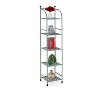 Relaxdays Estantería Metálica, Acero, 145x33x28 cm, Estante Baño y Cocina, 5 Baldas, Librería Metal, sin Fondo, Verde