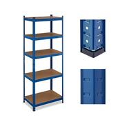 Relaxdays Estantería Metálica Cargas Pesadas, 180x70x45 cm, hasta 500 kg, 5 Baldas, Sótano o Trastero, Acero y MDF, Azul