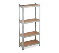 Relaxdays Estantería metálica galvanizada 4 baldas marrón claro,negro,plata