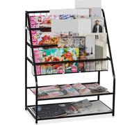 Relaxdays, estantería metálica para revistas, dimensiones: 81 x 67 x 37 cm, moderno atril para revistas, de pie, ideal para salones, color