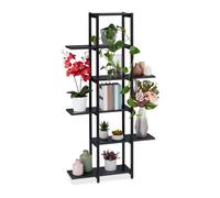 Relaxdays Estantería metálica plantas con 6 baldas negro