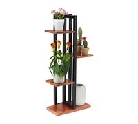 Relaxdays Estantería Metálica Plantas, Escalera Macetas 4 Baldas Interior, Efecto Madera, 93x42,5x22,5 cm, Marrón Oscuro