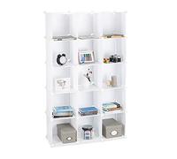 Relaxdays Estantería Modular con 15 Compartimentos, Plástico, Blanco, 156x96x32 cm