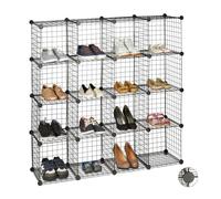 Relaxdays Estantería modular con 16 compartimentos negro