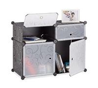 Relaxdays Estantería de pie modular 4 cubos negro,plata,transparente