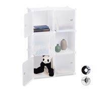 Relaxdays Estantería modular con 6 compartimentos blanco,plata,transparente