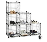 Relaxdays Estantería Modular con 6 Compartimentos, Metal, Negro, 110 x 110 x 36.5 cm