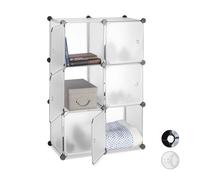 Relaxdays Estantería modular con 6 compartimentos negro,plata,transparente