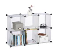 Relaxdays Estantería modular con 6 compartimentos negro,transparente