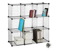 Relaxdays Estantería modular con 9 compartimentos negro