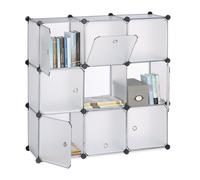 Relaxdays Estantería modular con puertas negro,transparente