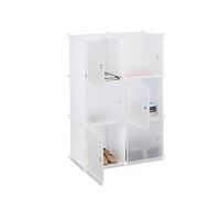Relaxdays Estantería Modular Cubo con 6 Compartimentos, Plástico, Blanco,105 x 70 x 35 cm