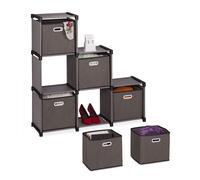 Relaxdays Estantería modular gris 6 compartimentos negro,gris