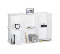Relaxdays Estantería Modular Pequeña con 6 Compartimentos, Plástico, Blanco, 65x96x32 cm