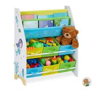 Relaxdays Estantería niños 6 cajas y 2 baldas tela blanco,amarillo,verde