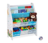 Relaxdays Estantería niños 6 cajas y 2 baldas tela blanco,azul claro,gris