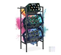 Relaxdays Estantería para 3 cajas de bebidas negro
