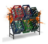 Relaxdays Estantería para Cajas de Bebida, 80x104x32 cm, 300 kg, Estante para Almacenar 6 Cajones Cerveza, Acero, Negro