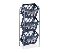 Relaxdays Estantería para Cajas de Bebida, Organizador para 3 Canastas, Estante Botellas, 116 x 50 x 32 cm, Acero, Gris