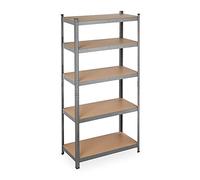 Relaxdays Estantería carga pesada 180 x 90 x 45 cm - Acero, 5 baldas, carga máx. 875 kg - Gris