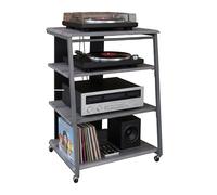 Relaxdays estantería para HiFi, 4 Niveles, Hierro y MDF, 78x61x52 cm, Gris