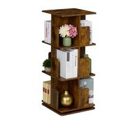Relaxdays Estantería para Libros, Giratoria 360 Grados, 3 Niveles, Diseño Industrial, 95 x 39 x 39 cm, Librería, Marrón