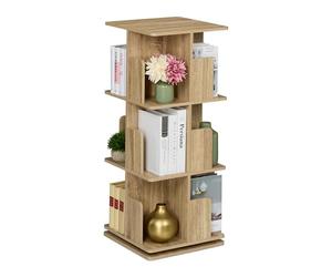 Relaxdays Estantería para Libros, Giratoria 360 Grados, 3 Niveles, Efecto Madera, 95 x 39 x 39 cm, Librería, Natural