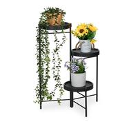 Relaxdays Estantería plantas de metal con 3 baldas negro