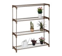 Relaxdays Estantería para Plantas, 4 Baldas, Mueble Macetas Flores y Hierbas, Soporte Metálico, 106 x 91 x 28 cm, Marrón