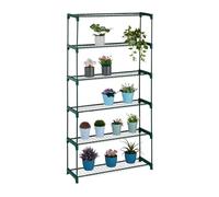 Relaxdays Estantería para Plantas, 6 Niveles, Mueble Macetas Flores y Hierbas, Soporte Metálico, 173x91x28,5 cm, Verde