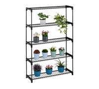 Relaxdays Estantería para plantas con 5 estantes negro
