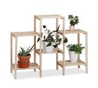Relaxdays Estantería para plantas de madera marrón claro