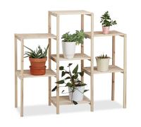 Relaxdays Estantería para plantas de madera marrón claro