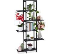 Relaxdays, estantería para plantas, escalera para flores con 6 estantes, dimensiones: 150 x 78 x 24 cm, acero y MDF, estante para flores para interiores, color