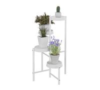 Relaxdays Estantería para Plantas, Metal y Plástico, 81 x 48 x 49 cm, Estante Decorativo Flores, Blanco, Hierro, 4 Baldas