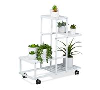 Relaxdays Estantería para plantas 4 niveles blanco