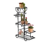 Relaxdays Estantería para Plantas, Mueble Macetas y Flores Metal, Retro, 5 Baldas, 75 x 56 x 23 cm, para Interior, Negro