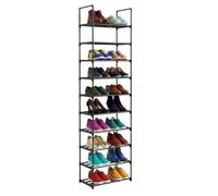 Relaxdays estantería para Zapatos, 10 Niveles, Montaje sin Herramientas, 174x45x30 cm, metálica, Ahorra Espacio, Negro