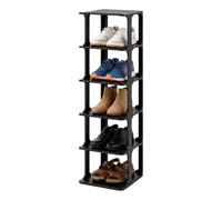 Relaxdays estantería para Zapatos, 6 Niveles, 91 x 26,5 x 30,5 cm, Negro | apilable, ampliable, plástico