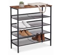 Relaxdays, estantería para zapatos de estilo industrial, 5 niveles, dimensiones 81 x 75 x 30 cm, soporte para zapatos, estante con aspecto de madera, metal, color /marrón