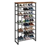 Relaxdays Estantería para Zapatos Industrial, 10 estantes, Negro/marrón