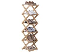 Relaxdays estantería para Zapatos Plegable, 6 baldas, 105 x 28 x 28 cm, bambú Natural