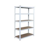 Relaxdays Estantería Pesada 875 kg, 5 baldas, 60x100x200 cm, Blanco/marrón, sin Tornillos