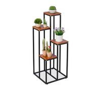 Relaxdays Estantería Plantas Acero, Soporte Macetas, Escalera 4 Baldas, Interior y Exterior, 100x40x40 cm, Marrón Oscuro