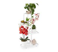 Relaxdays Estantería plantas de metal 4 niveles blanco