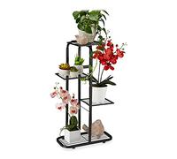 Relaxdays Estantería plantas de metal 4 niveles negro