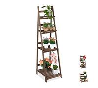 Relaxdays Estantería Plantas de 4 Niveles, Madera, Marrón Oscuro, 160 x 41 x 49 cm