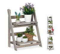Relaxdays Estantería plantas de madera gris gris