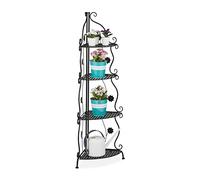 Relaxdays Estantería Plantas Exterior, Soporte Maceta Interior, Portamacetas 4 Estantes,113,5x31x3cm, Negro